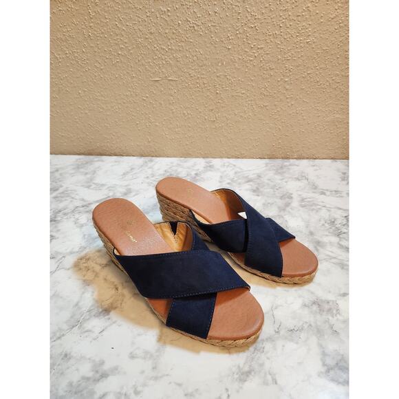 Tommy Bahama Stacey Women's Navy Blue‎ Espadrille Wedge Heel Sandals Size 7M - Picture 1 of 9